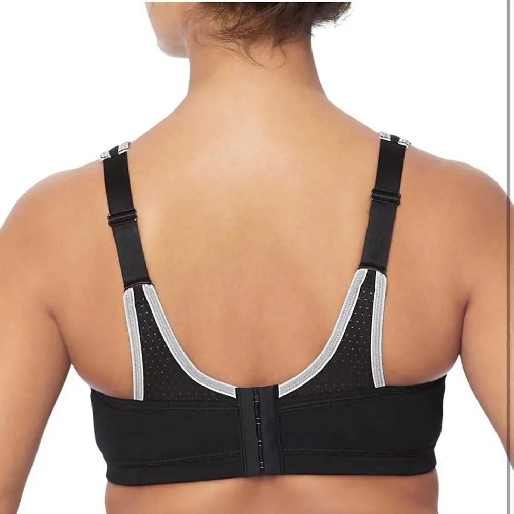 Glamorise- Elite Performance Adjustable Wirefree Sport Bra #1167 Black Gray, 38H - Picture 7 of 14